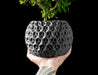 matte black book plant pot with geometric textured surface, 3d printed low planter pot perfect for succulents or small plants, part of unique home decor category, doubles as ornate flower pot or modern indoor planter