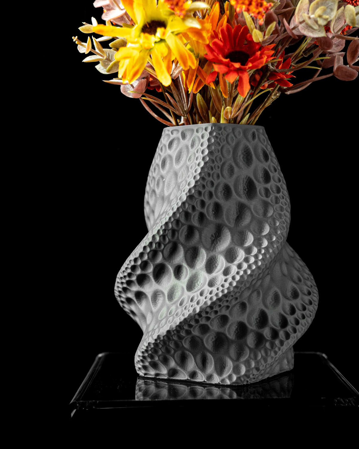 Moon twisted crater-textured vase for flowers, product view 3