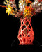 orange flower vase with openwork organic design and parametric geometry, 3d printed vase for dried flowers or sculptural arrangements, modern flower vase with interconnected openings and matte surface, unique home decor piece with futuristic coral-like structure, personalized vase for contemporary interiors and creative gift ideas, vases for flowers, dried stems, or ikebana compositions, aesthetic vase with lightweight lattice body and fluid silhouette