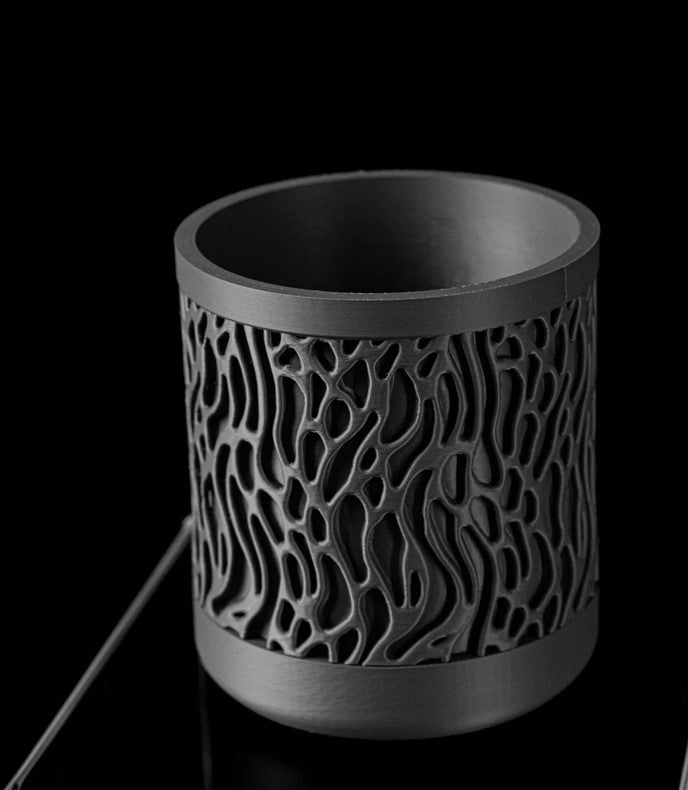 Side view of the carved texture on the Grove wall planter