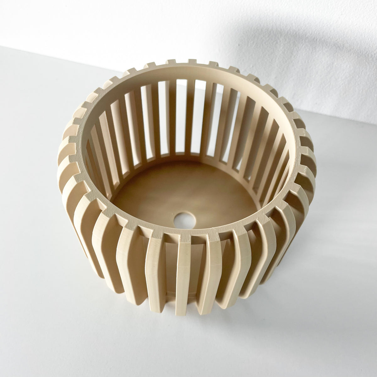 Alden tall vertical slats ventilated orchid pot, openwork detail