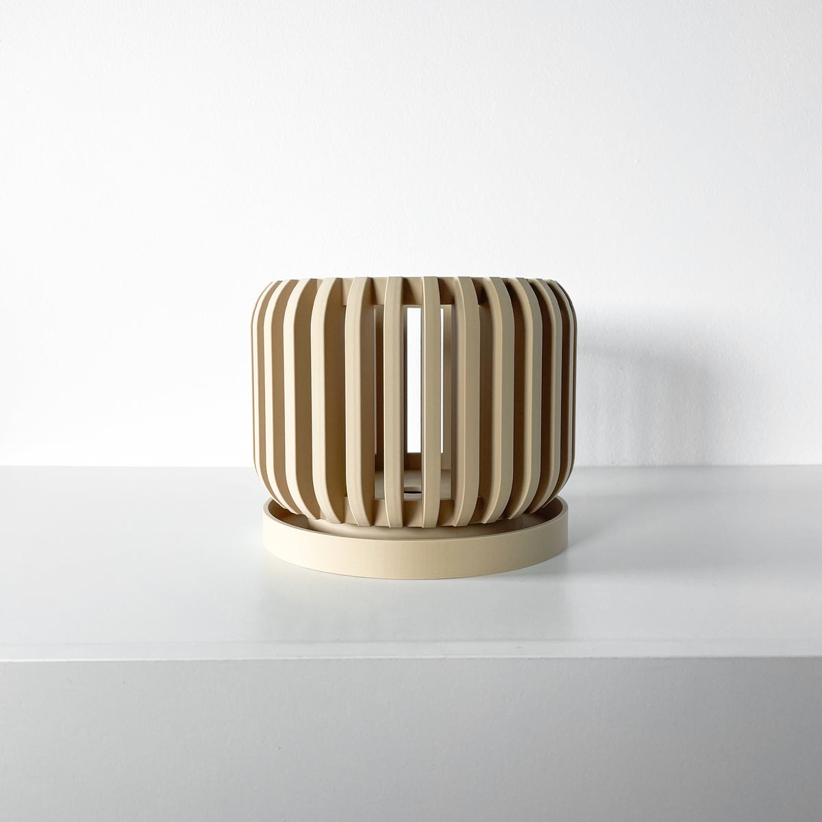 Alden tall vertical slats ventilated orchid pot, side view