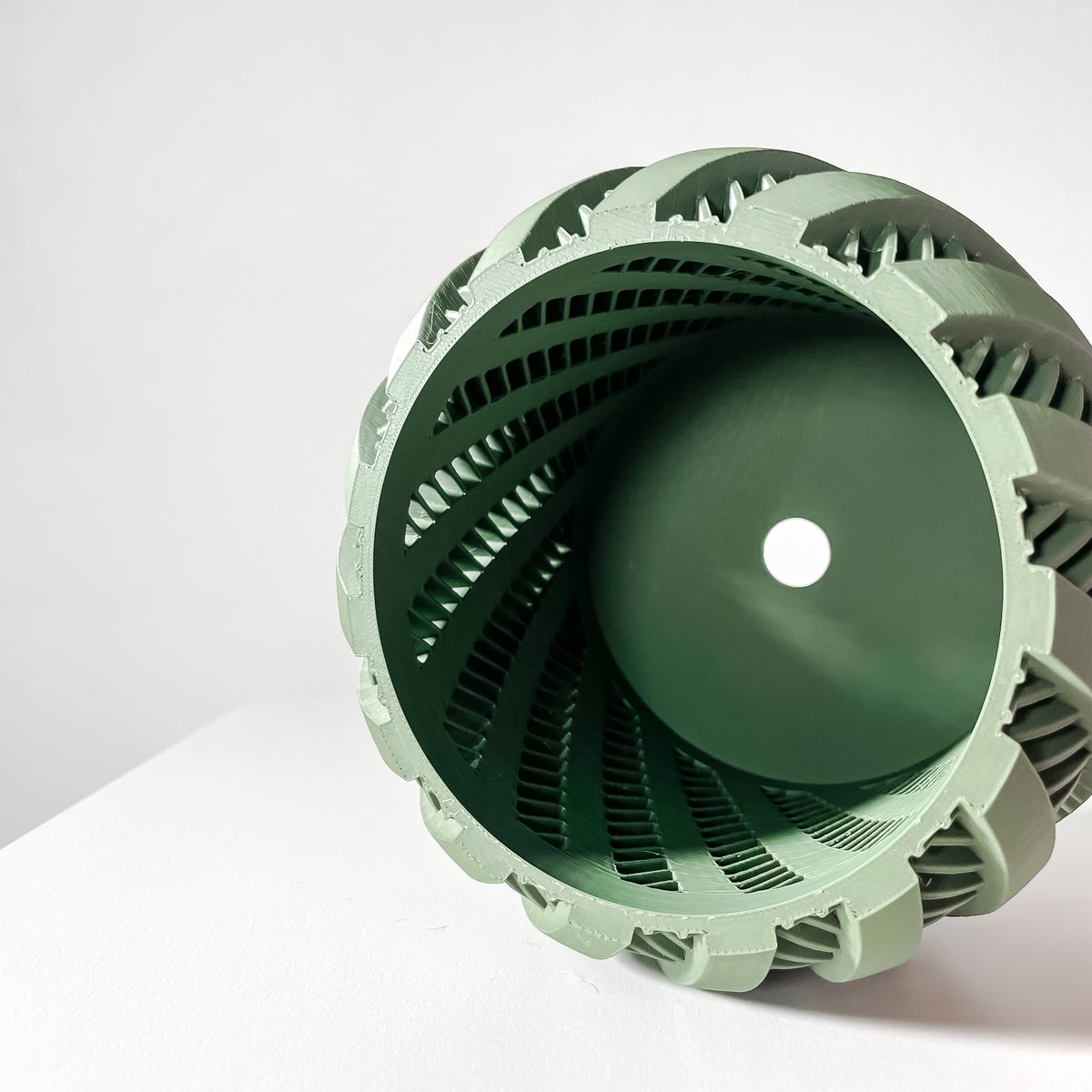 Arno sculptural curved ribs ventilated orchid pot, indoor display view