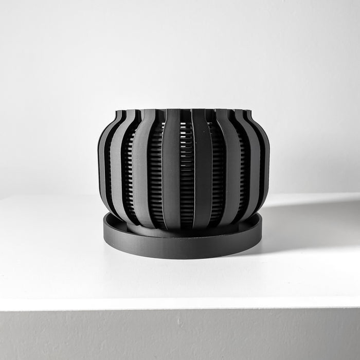 3D printed orchid planter in black with sculptural pot design and modern minimalist decor, perfect for orchids and indoor plant styling
