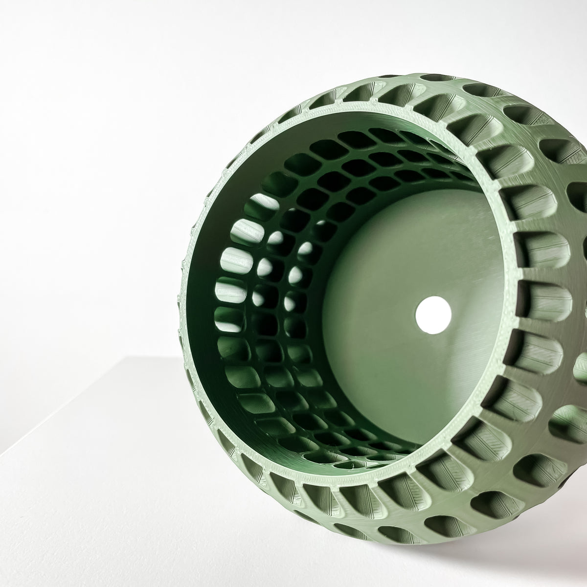 Brex rounded open grid ventilated orchid pot, front view