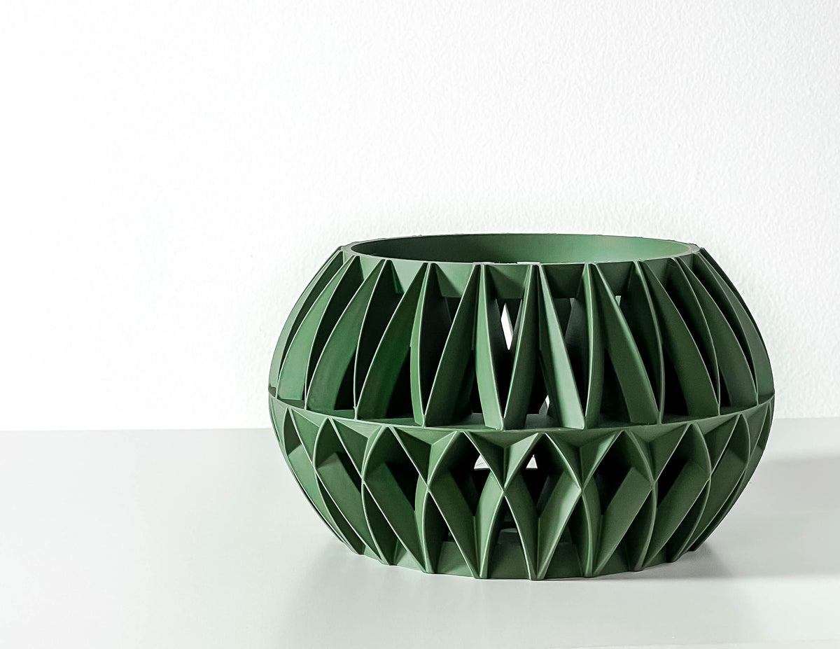 Oku angular lattice ventilated orchid pot, side view
