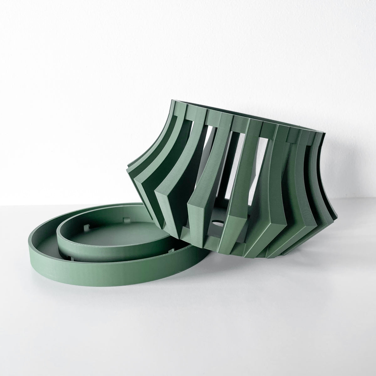 Veria sculptural openwork ventilated orchid pot, side view