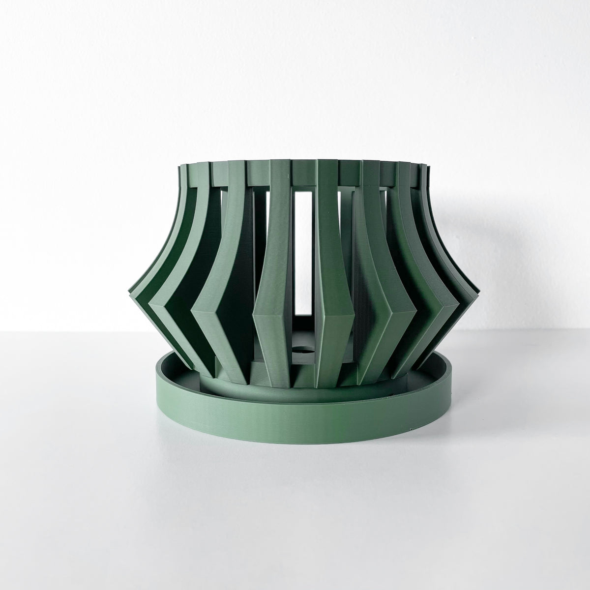 Veria sculptural openwork ventilated orchid pot, bottom tray view
