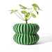Bright green 3D printed planter with ripple wave pattern, a sculptural pot for succulents, orchids, or houseplants in modern interiors