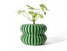 Wavy organic form plant pot in vivid green PLA, ideal for futuristic home decor, shelf styling, or eco-friendly design lovers