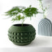 3D printed decorative planter with embossed triangular pyramids in a symmetrical grid, thick top rim and recessed base, made of eco-friendly PLA, suitable for desktops and windowsills