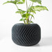 3D printed planter pot with flowing vertical wave pattern, gently squared shape, perfect for succulents or small indoor plants, modern sculptural flower pot for windowsill or tabletop display