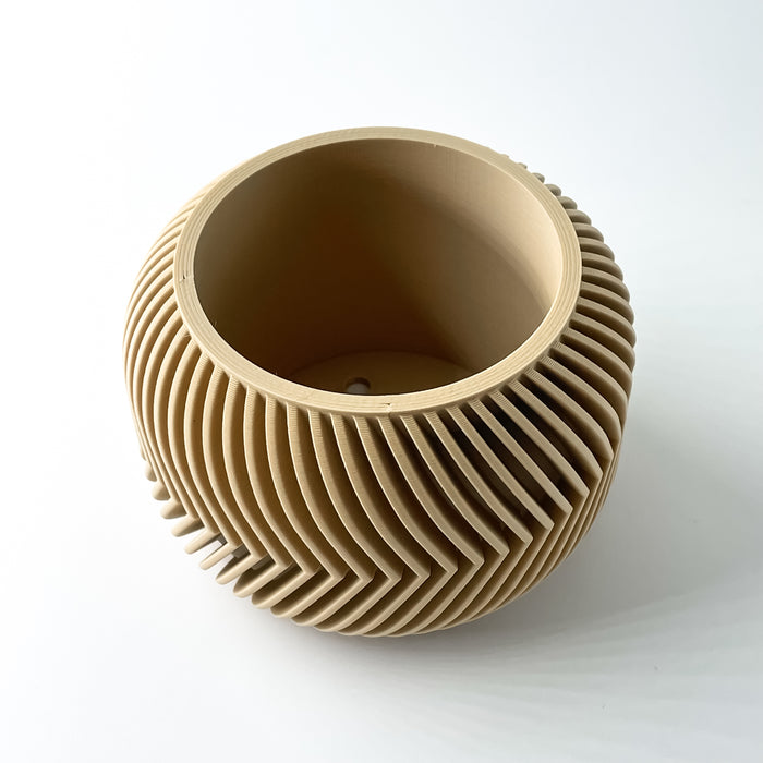 Top view of designer 3D printed planter pot showing planting hole and smooth inner contour, ideal for tabletop or windowsill plant arrangements