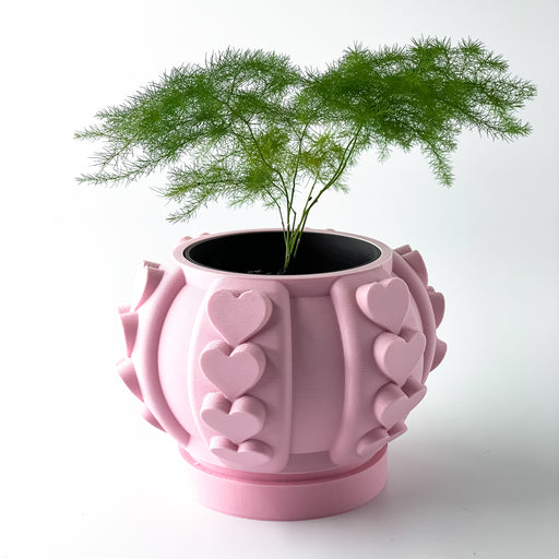 3D printed decorative planter with sculptural circular details and vertical ridges, bold modern flower pot for stylish indoor plants