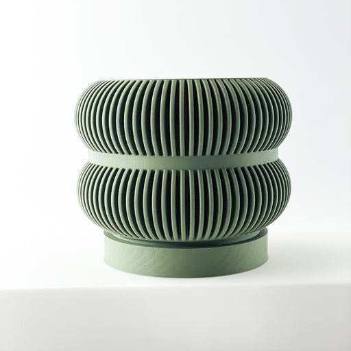 Double-tiered 3D printed geometric planter pot with wavy silhouette, ideal for tabletop decor and modern plant lovers, futuristic home decor with functional design
