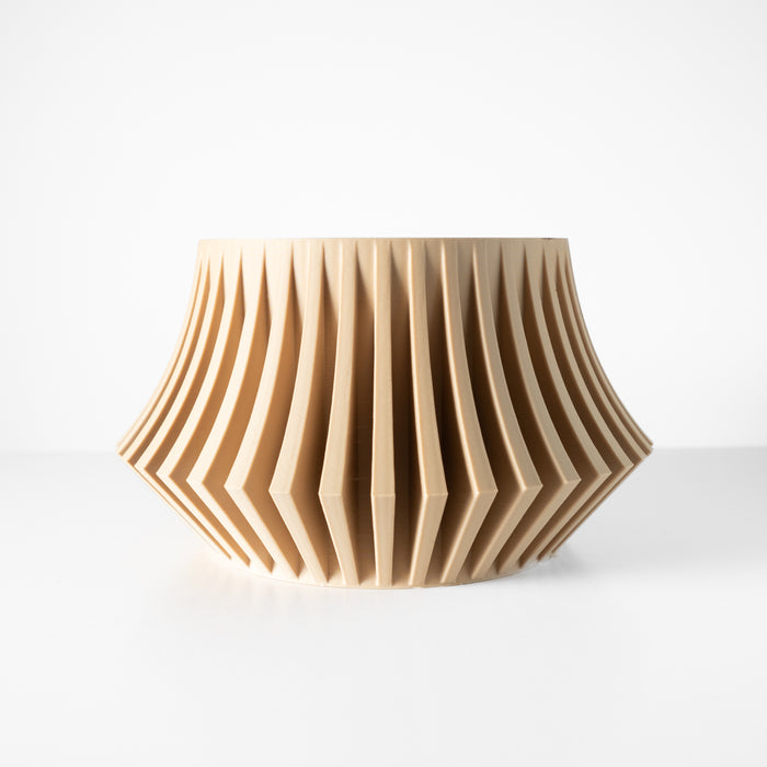 Minimalist wave-style flower pot in light beige | 3D printed tabletop planter | designer decor for modern plant collections