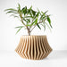 3D printed beige flower pot with elegant wave pattern | modern planter for windowsill or tabletop | stylish pot for plant lovers and futuristic home decor