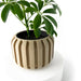 Beige geometric planter with drainage tray, stylish flower pot for succulent or housewarming gift, 3D printed decor