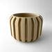 Compact decorative flower pot with vertical ridges, 3D printed beige planter for desk or shelf display
