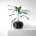 Black 3D printed flower pot with deep sculptural grooves | modern tabletop planter for stylish interior spaces