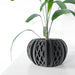 Glossy black 3D printed pot with artistic geometric design | decorative flower pot for minimalist home decor