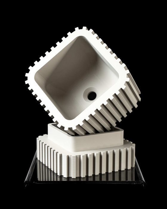 top view of planter pot with built-in drainage and square shape, perfect for succulent pots or 3d printed planter lovers