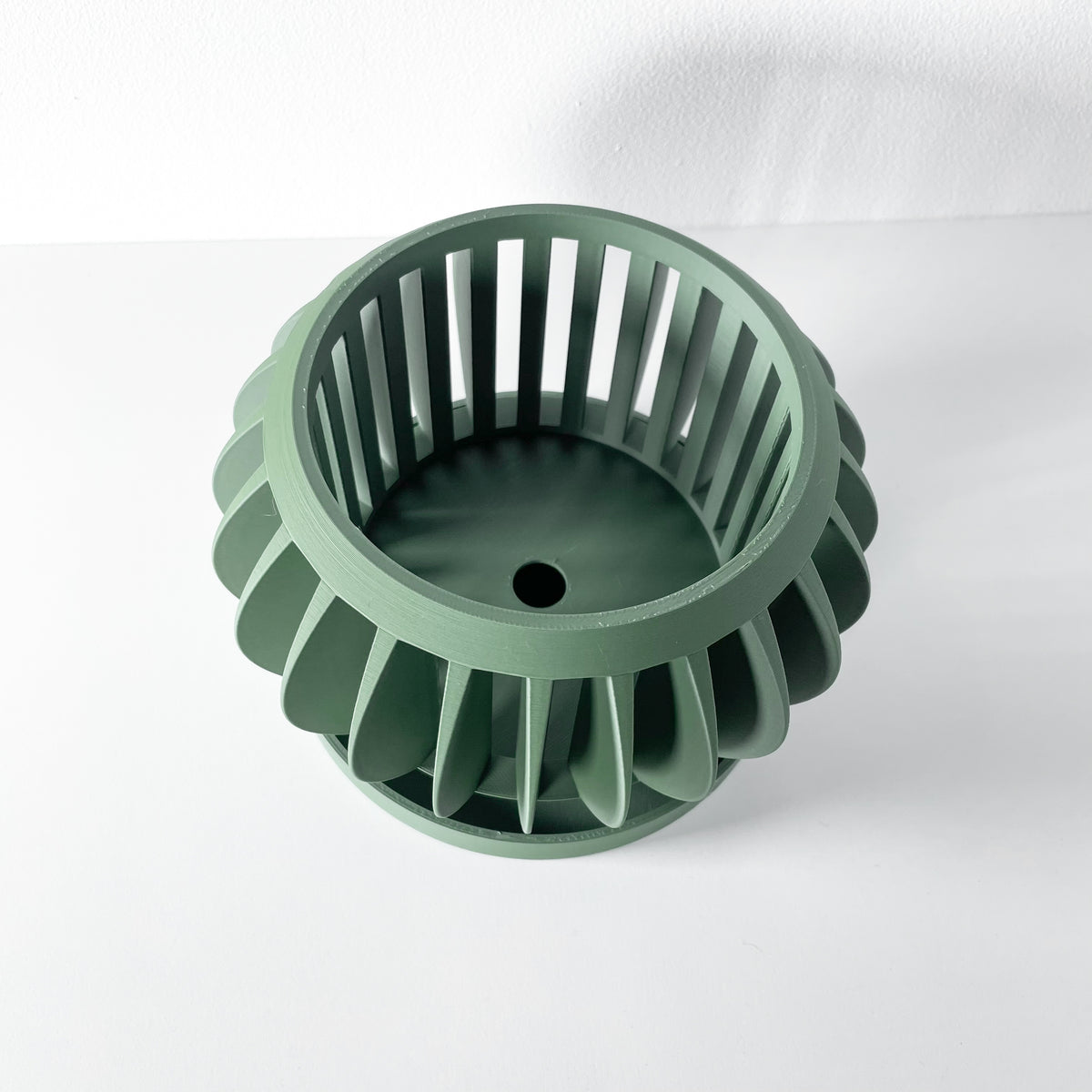 Rene flowing wave ribs ventilated orchid pot, front view