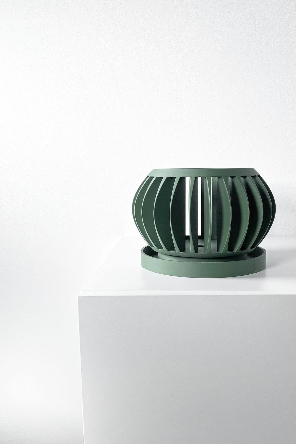 Rene flowing wave ribs ventilated orchid pot, side view