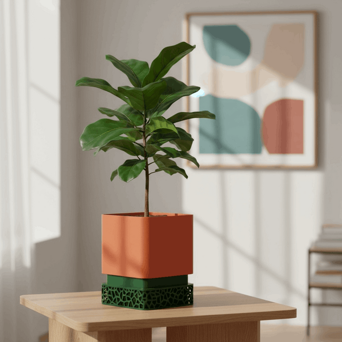 Custom 3D Printed Planter “Vori Square” – Modern Square Plant Pot, Two-Tone or Solid Color