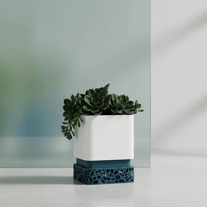 Custom 3D Printed Planter “Vori Square” – Modern Square Plant Pot, Two-Tone or Solid Color