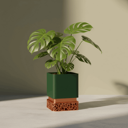 Custom 3D Printed Planter “Vori Square” – Modern Square Plant Pot, Two-Tone or Solid Color