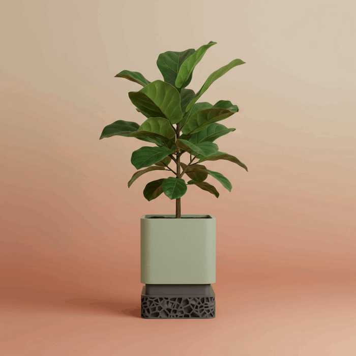Custom 3D Printed Planter “Vori Square” – Modern Square Plant Pot, Two-Tone or Solid Color
