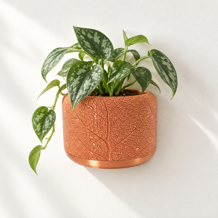 Leaf Vein Botanical Wall Planter | Textured Plant Pot