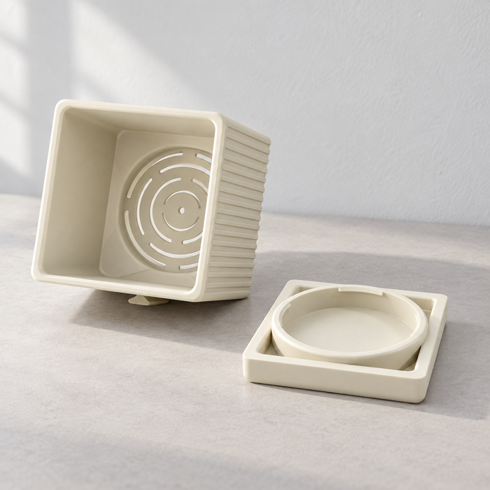 Linor Ribbed Wall Planter | Modern Square Plant Pot