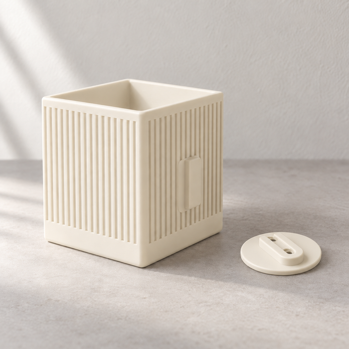 Linor Ribbed Wall Planter | Modern Square Plant Pot