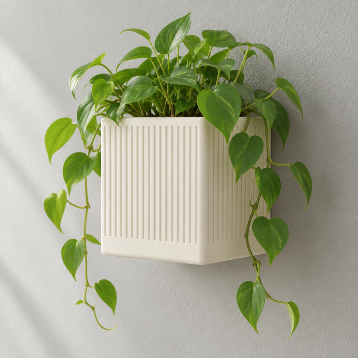 Linor Ribbed Wall Planter | Modern Square Plant Pot