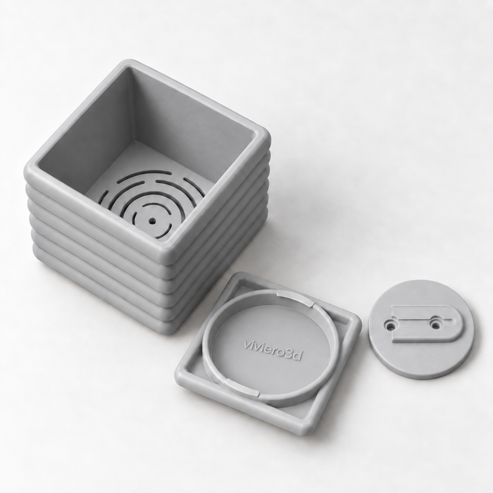 Seno Horizontal Ribbed Wall Planter | Square Plant Pot