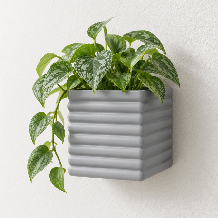 Seno Horizontal Ribbed Wall Planter | Square Plant Pot
