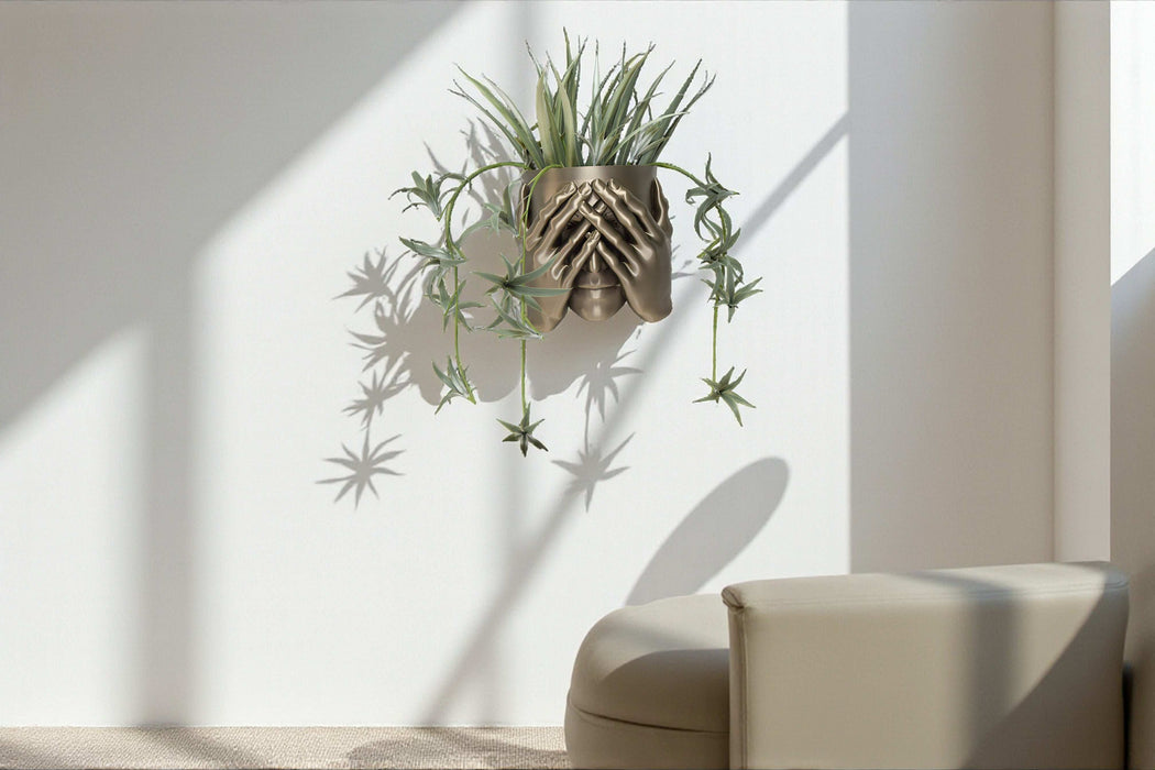 Hidden Face Head Planter Sculpture – 3D Printed Face Wall Planter, Artistic Bust Flower Pot for Unique Home Decor