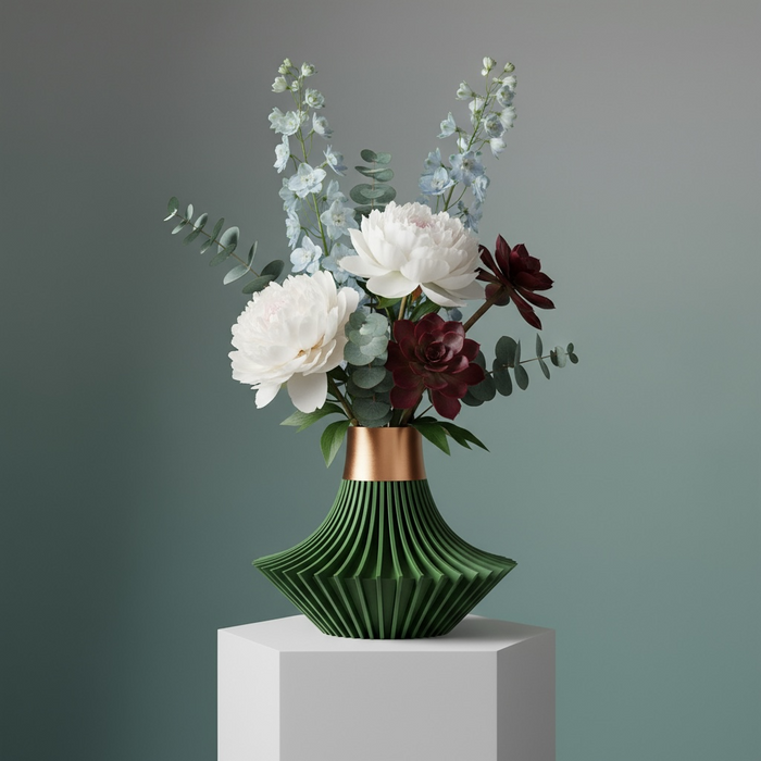 3D Printed Vase "Yin" Vase with Fluted Geometric Design, Single or Multicolor Custom Option