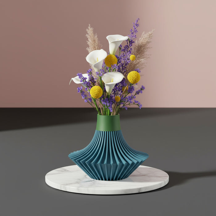3D Printed Vase "Yin" Vase with Fluted Geometric Design, Single or Multicolor Custom Option