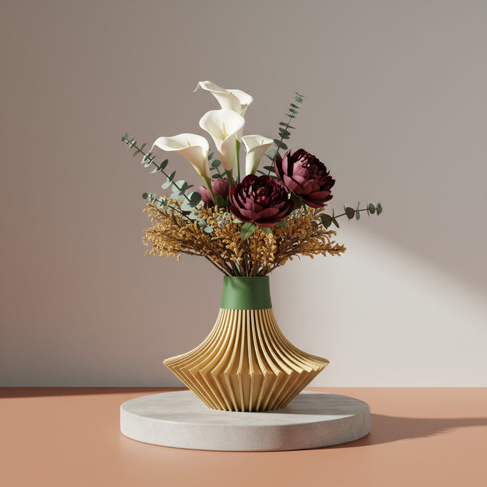 3D Printed Vase "Yin" Vase with Fluted Geometric Design, Single or Multicolor Custom Option