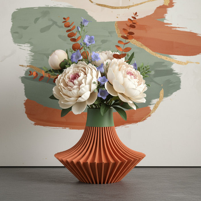 3D Printed Vase "Yin" Vase with Fluted Geometric Design, Single or Multicolor Custom Option